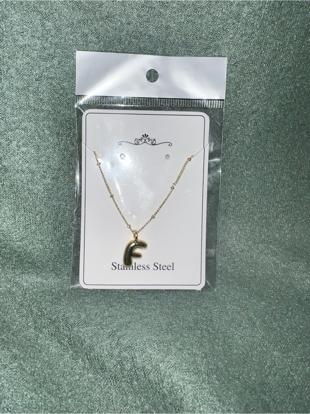 Gold Stainless Steel Letter F Pendant Necklace